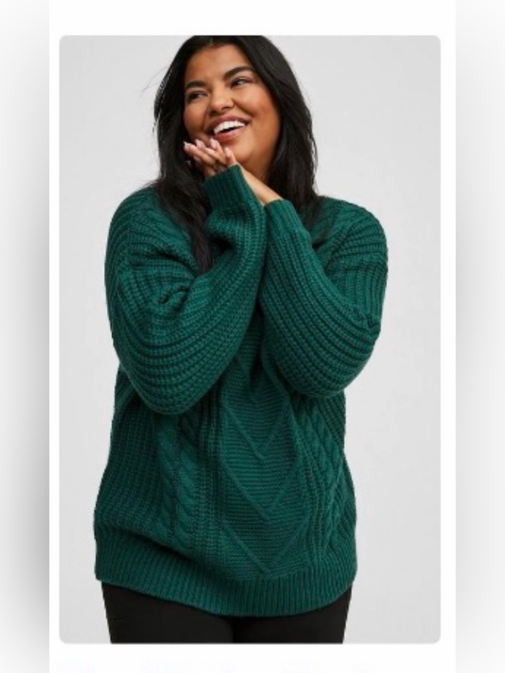 Torrid Cable Knit Tie Back Sweater Botanical Garden Green Size 2 (2X)